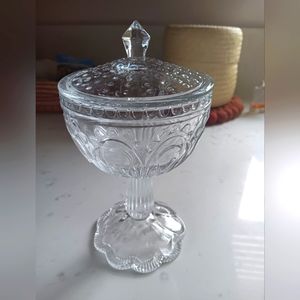 Vintage compressed glass candy dish
